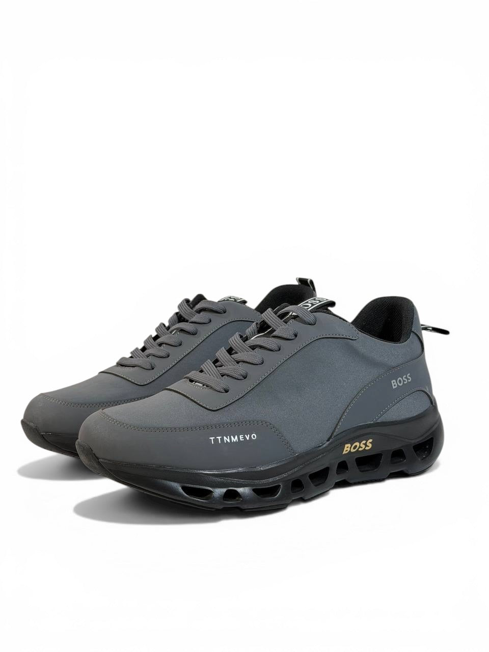 BOSS Grey Performance Sneakers 👟⚡ Modern Sport Comfort
