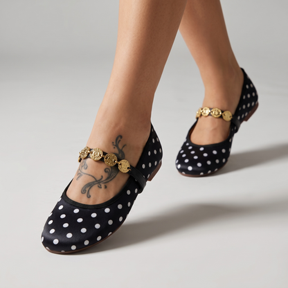 Polka Dot Mary Jane Ballet Flats ✨🖤