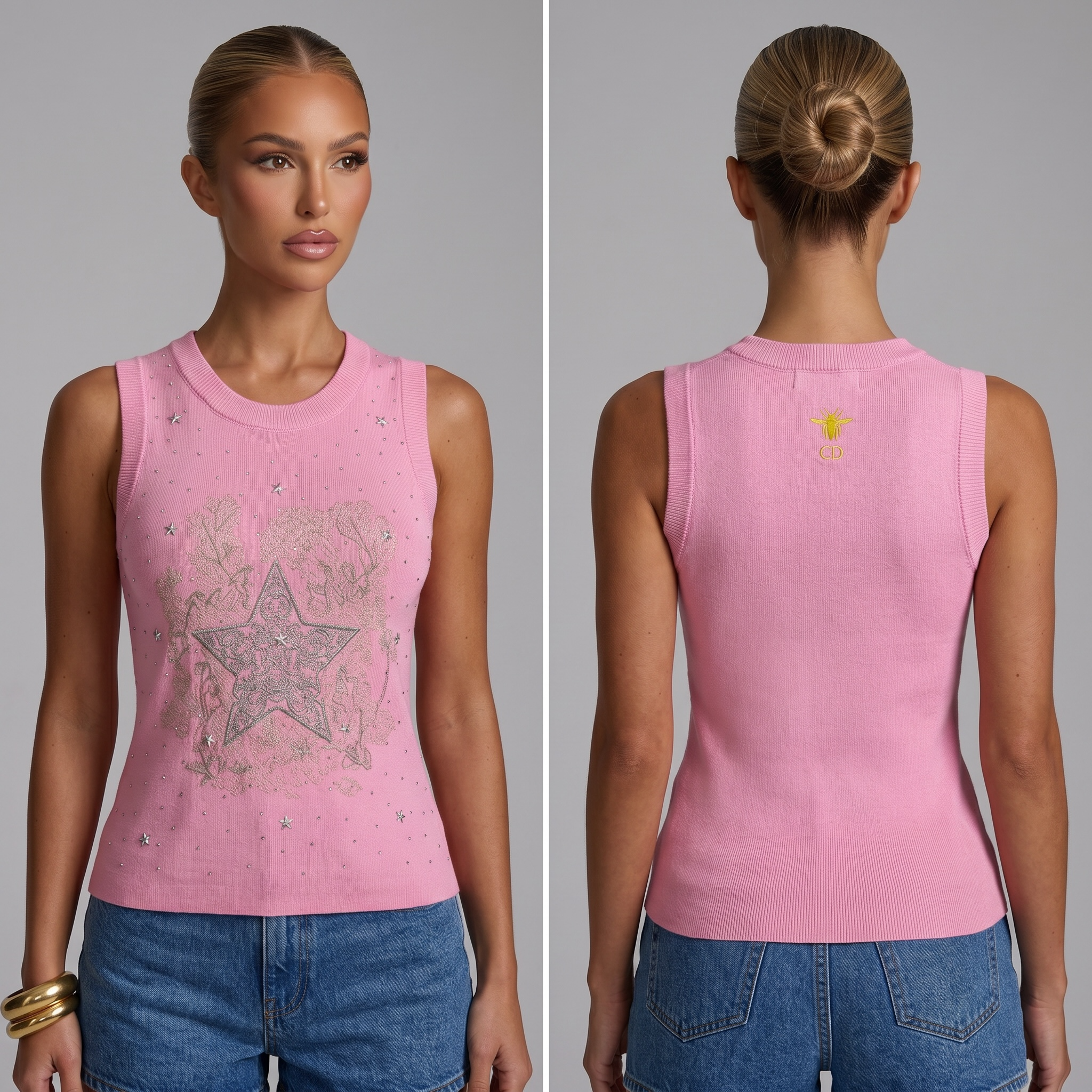 🩷 Dior Lucky Star Pink Sleeveless Knit Top ✨