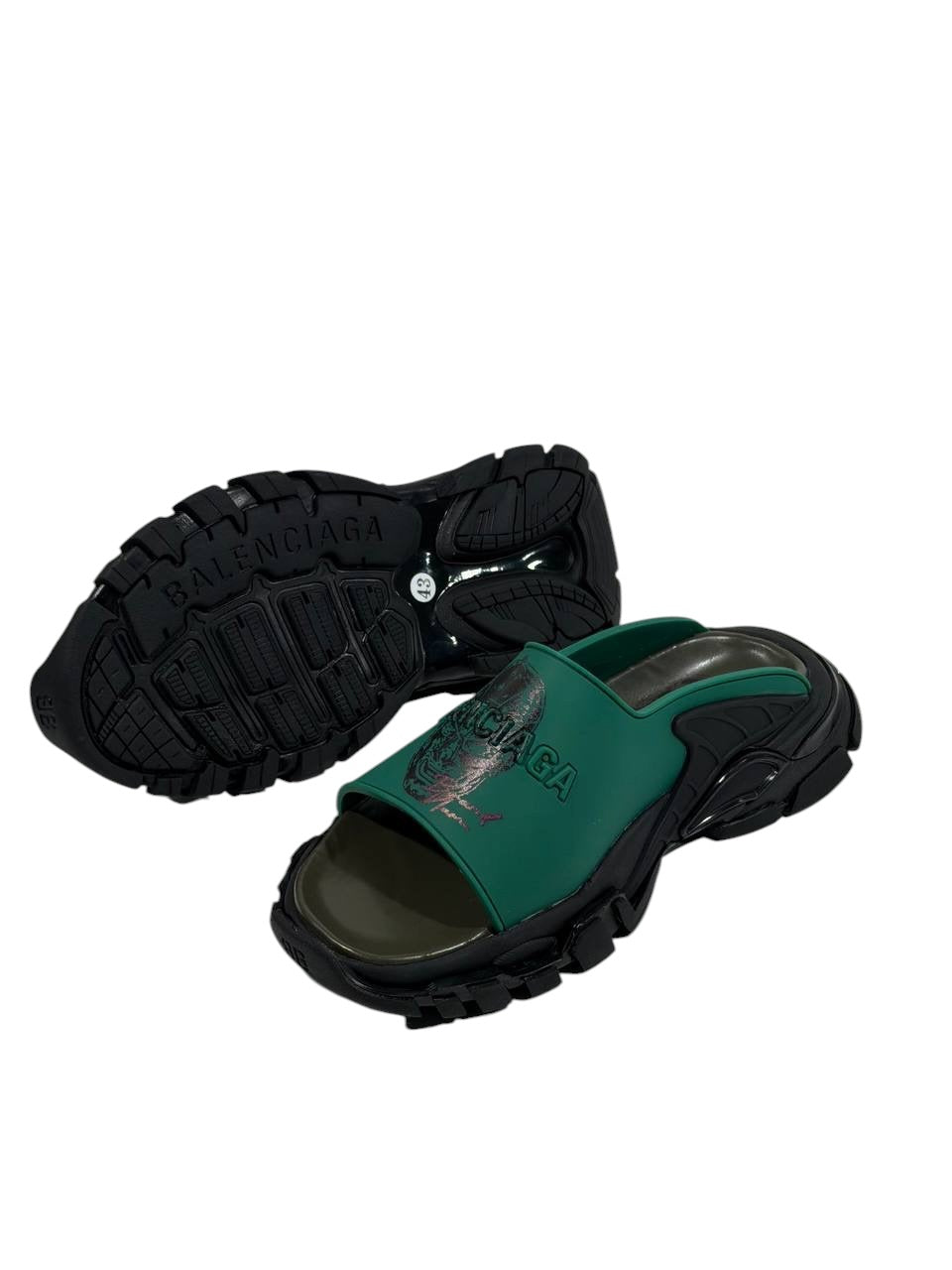 Balenciaga Graphic Slide Sandals – Green & Black Edition 💚🔥