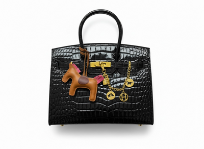 Hermès Birkin Croc-Embossed Handbag with Horse Charm 🖤✨