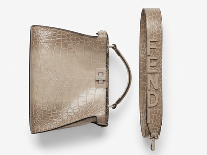 🤎 Fendi Croc-Embossed Peekaboo Tote Bag 🤎✨