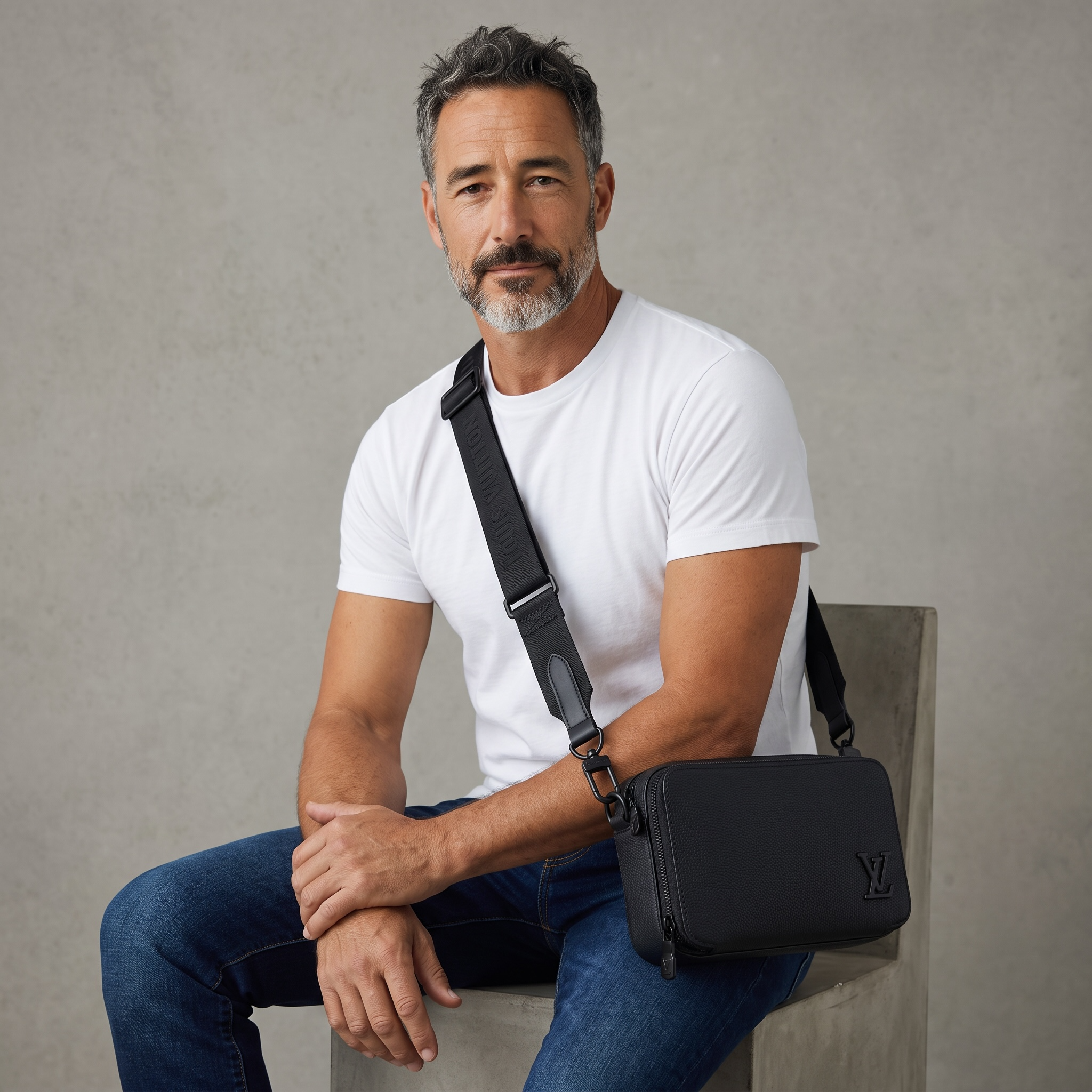 Louis Vuitton Leather Crossbody Bag – Black