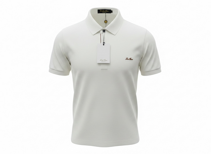 Loro Piana White Minimal Polo Shirt 🤍✨ Premium Metal Detail Fit