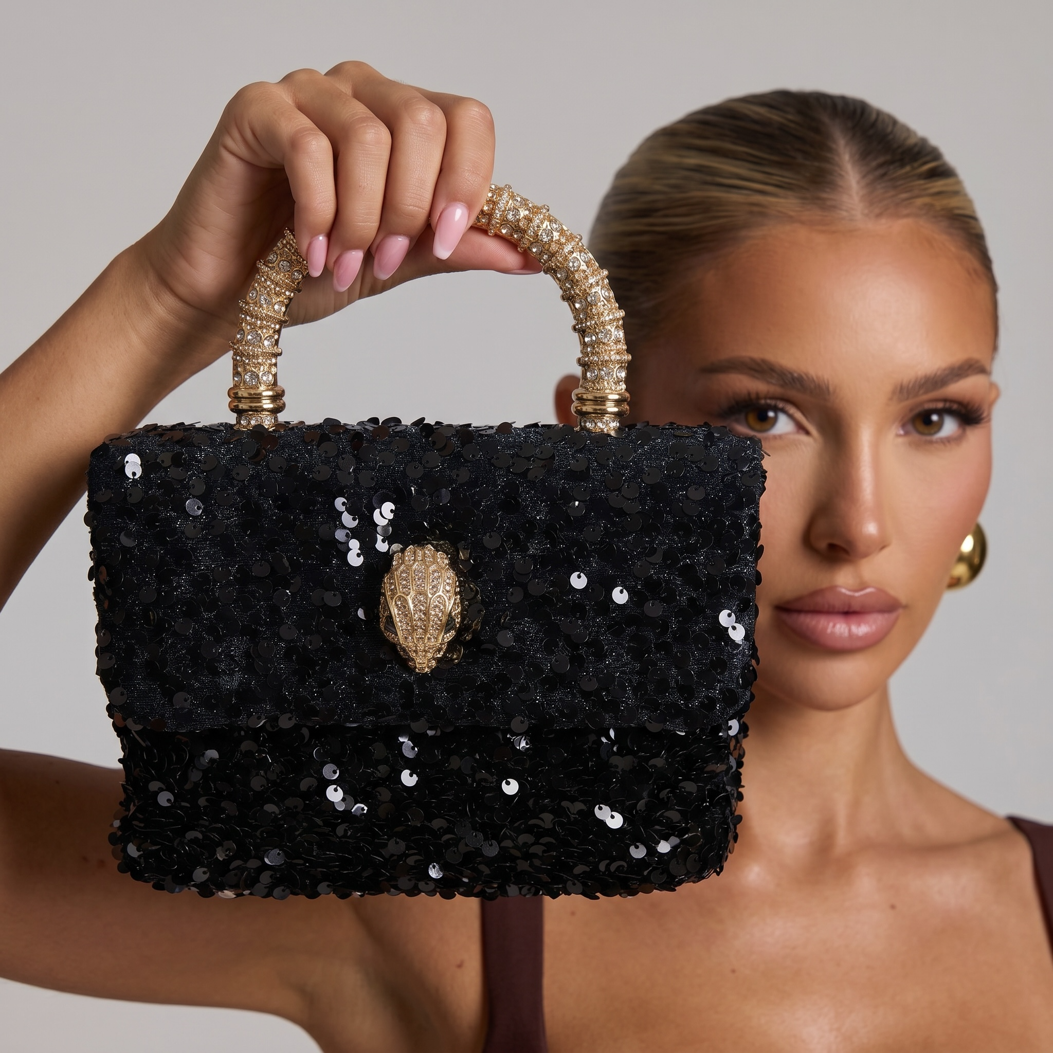 ✨ Kurt Geiger Crystal Kensington Top Handle Bag – Midnight Glam Edition ✨