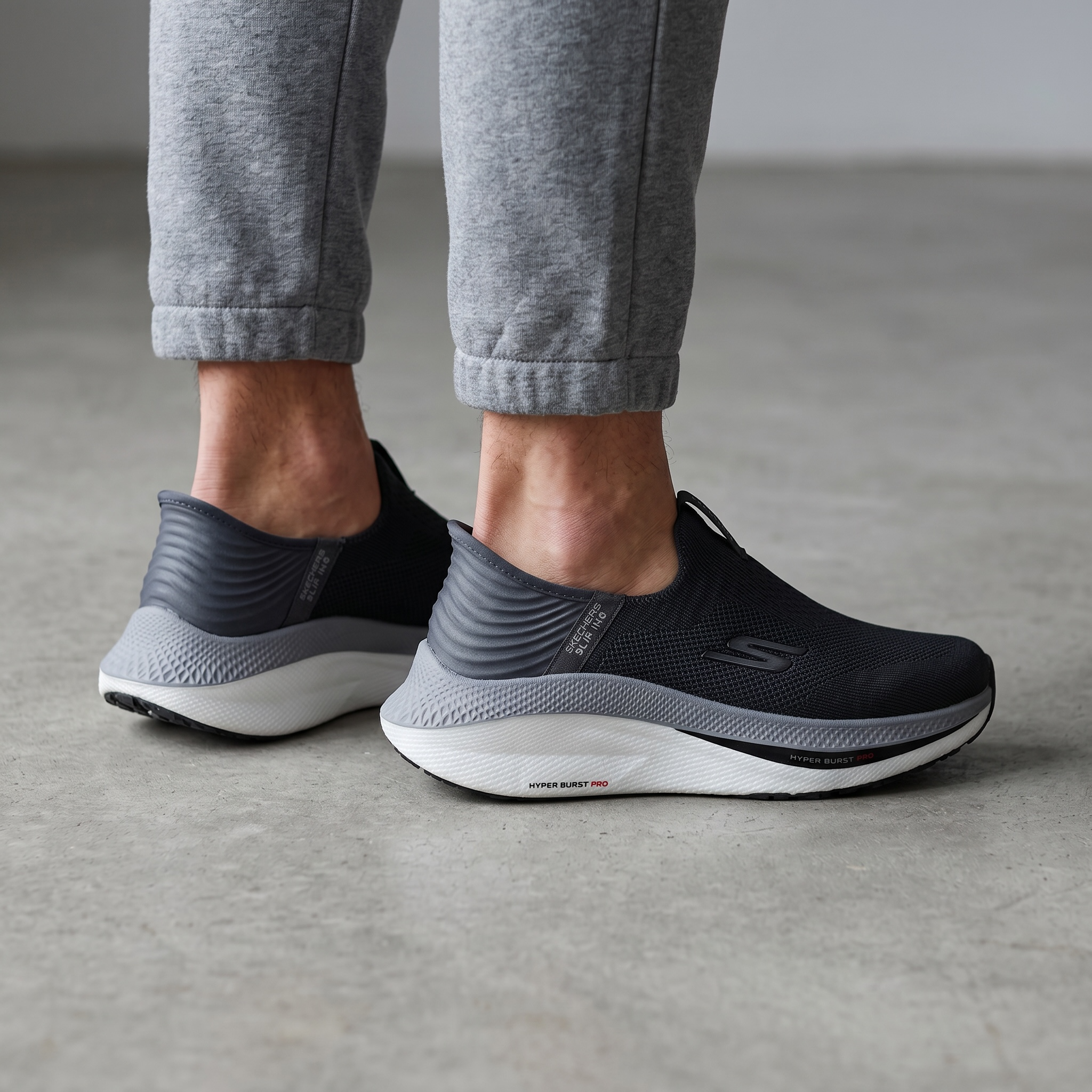 🩶 Skechers Slip-Ins Hyper Burst Pro – Charcoal/Grey