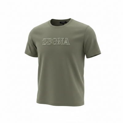 ZEGNA Olive Green Logo T-Shirt 🫒✨ Premium Minimal Fit