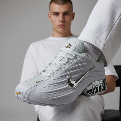 ⚡ Nike Shox Silver Chrome Edition 👟 | Luxury Meets Performance