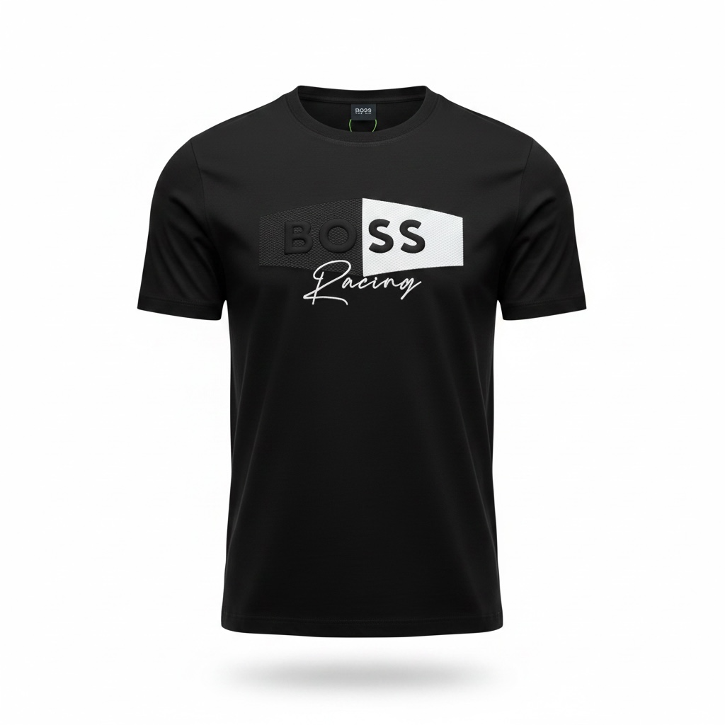HUGO BOSS Racing Black Graphic T-Shirt 🖤🏁 Sport Luxe Edition