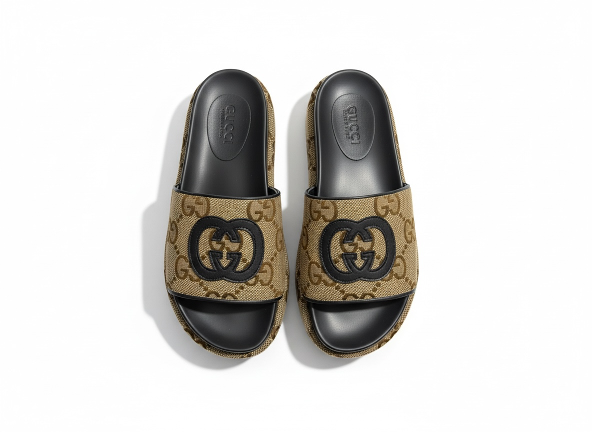 Gucci GG Canvas Platform Slides 🖤✨