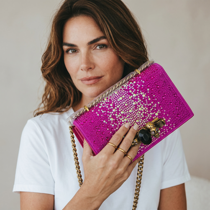 Alexander McQueen Fuchsia Crystal Skull Clutch 💖✨☠️