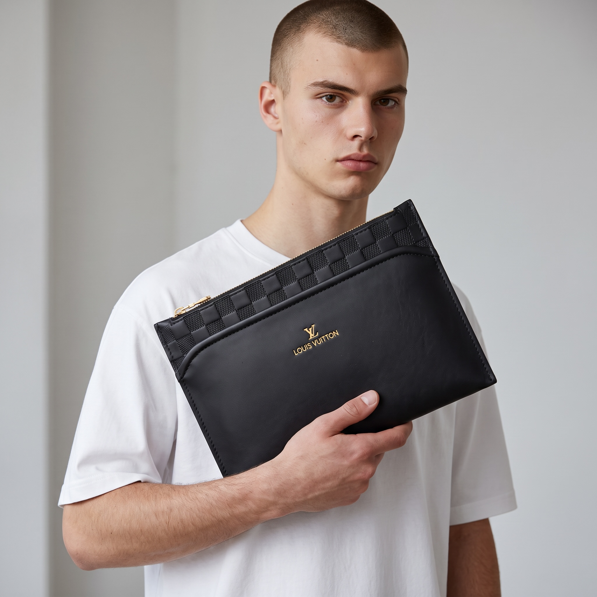 🖤✨ Louis Vuitton Pochette Voyage MM – Black Leather Clutch 👜
