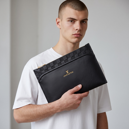🖤✨ Louis Vuitton Pochette Voyage MM – Black Leather Clutch 👜