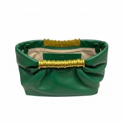 JW PEI Ruched Clutch Bag – Emerald Green 💚✨ | Modern Statement Elegance