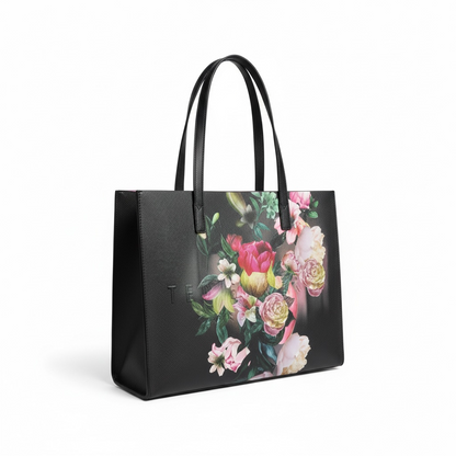 🌸 Ted Baker Black Floral Print Tote Bag – Elegant Designer Shoulder Tote