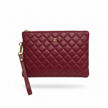 Chanel Quilted Wristlet Clutch – Burgundy Elegance ❤️👜