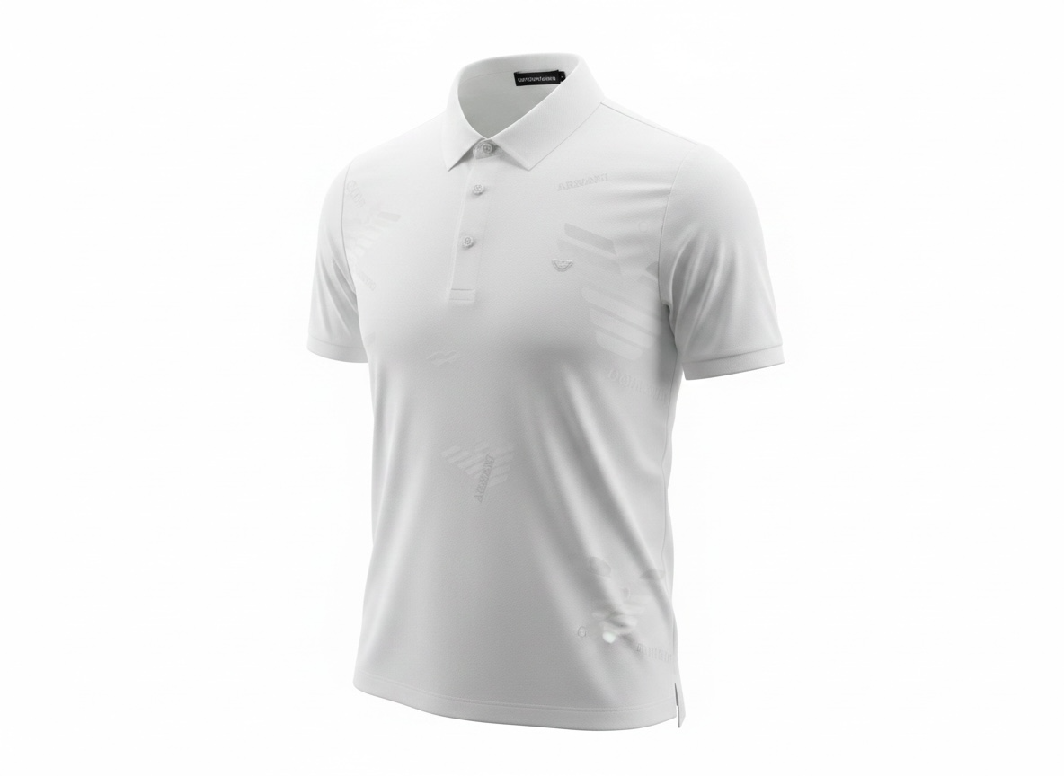 Emporio Armani White Pattern Polo 🤍✨ Signature Print Design