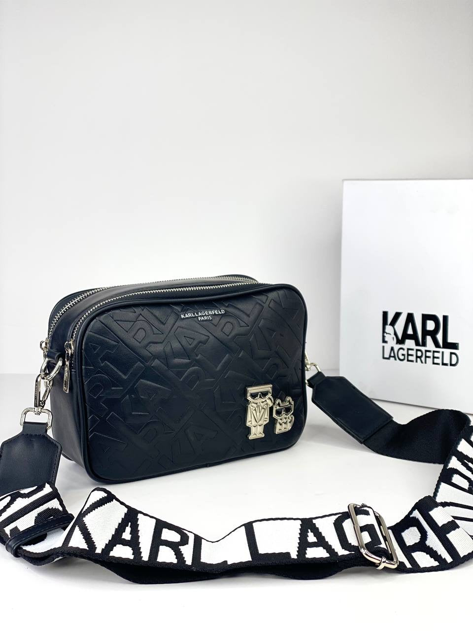 Karl Lagerfeld Embossed  Camera Bag with Iconic Pins