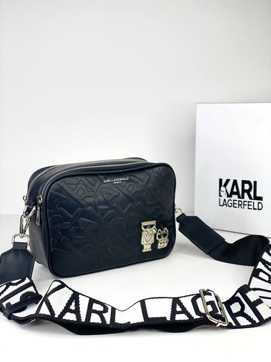 Karl Lagerfeld Embossed  Camera Bag with Iconic Pins