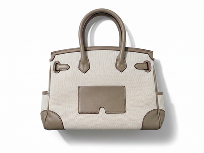 👜 Hermès Garden Party Style Canvas Tote – Beige & Taupe Luxury Handbag