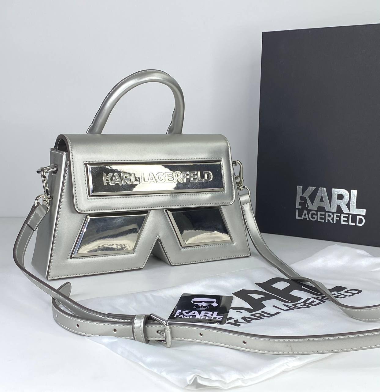 Karl Lagerfeld Black Structured Handbag with Logo Accent