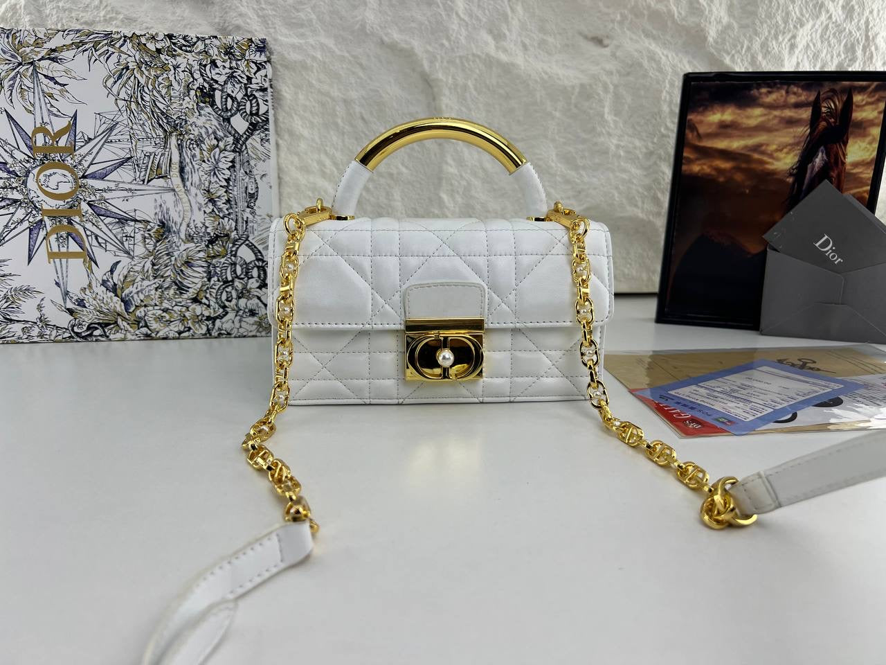 Dior Caro Mini Bag  Cannage Leather with Gold Hardware