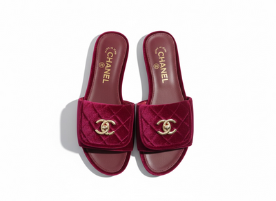 CHANEL Quilted Velvet Slides – Burgundy ❤️✨ | Luxe Comfort Icon