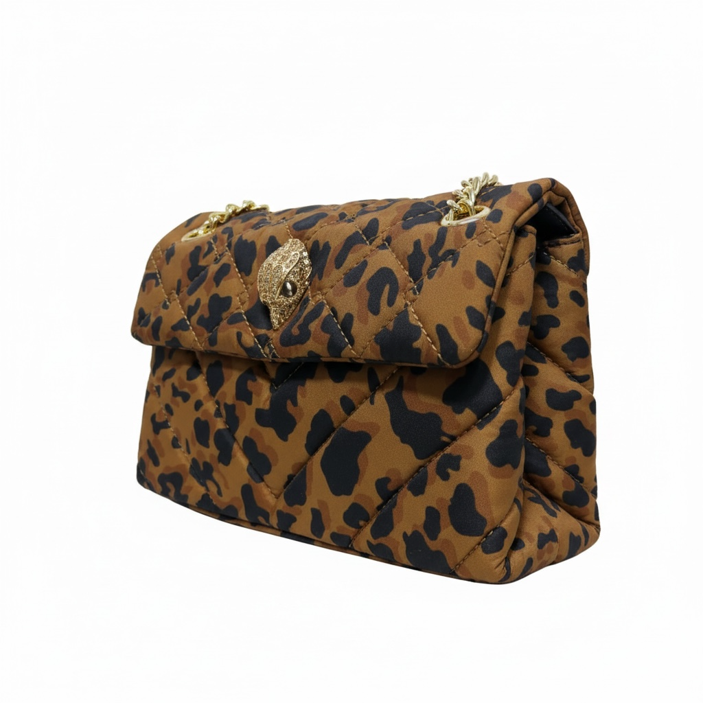 🐆 Kurt Geiger Leopard Quilted Chain Bag – Statement Animal Print Shoulder Bag