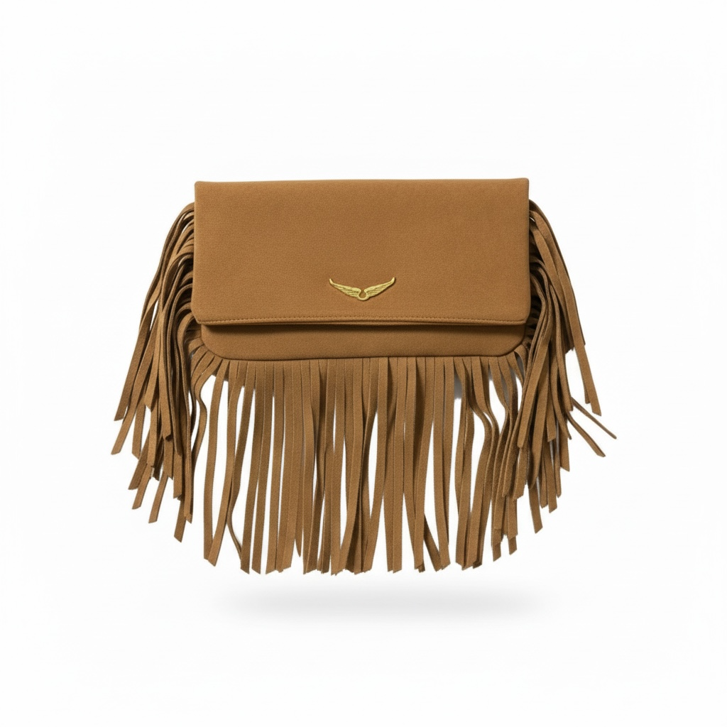 Zadig & Voltaire Fringe Clutch – Suede Brown 🤎✨ | Boho Luxe Statement