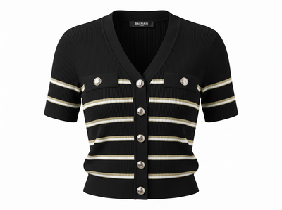 🖤 Balmain Striped Ribbed Knit Cardigan ✨