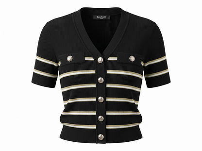 🖤 Balmain Striped Ribbed Knit Cardigan ✨