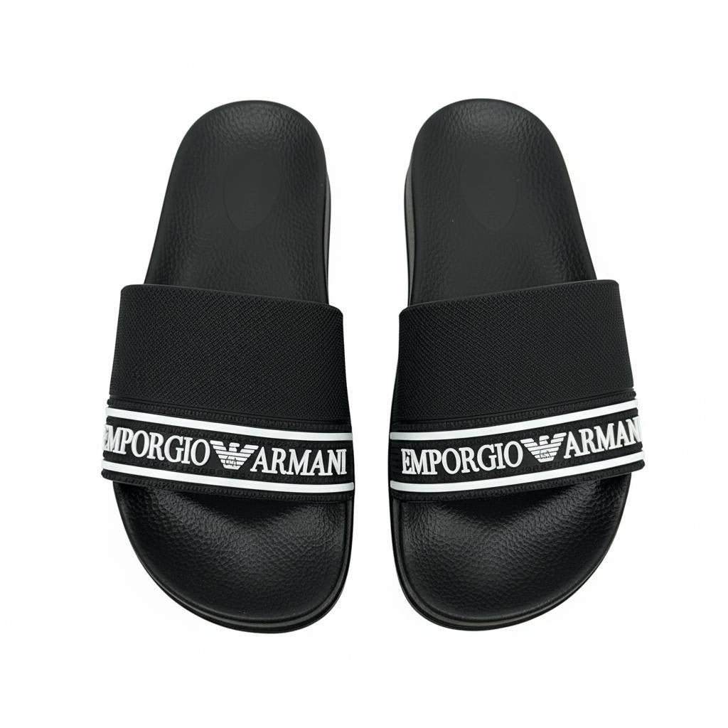 Emporio Armani Logo Slides – Black Edition ⚫✨