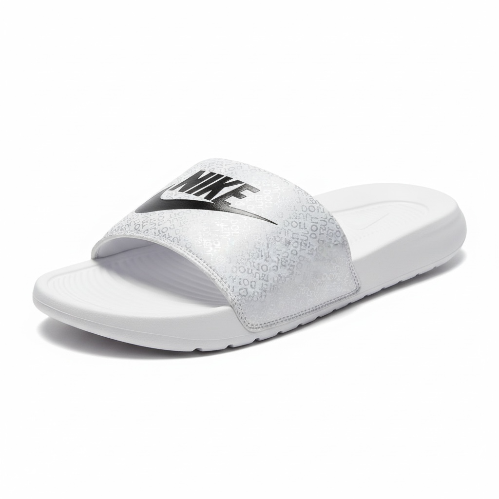 Nike White Logo Print Slides 🤍🖤 | Clean Sport Summer Essential 👟🔥