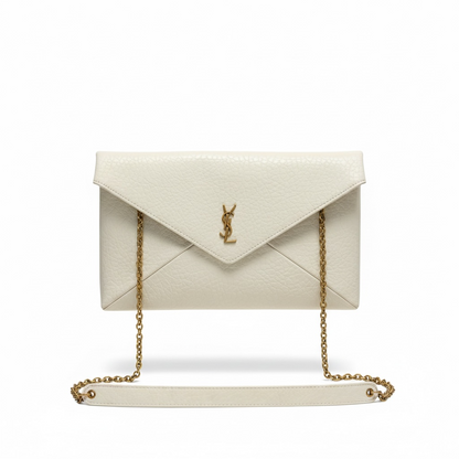 Saint Laurent YSL Ivory Envelope Chain Clutch 🤍✨