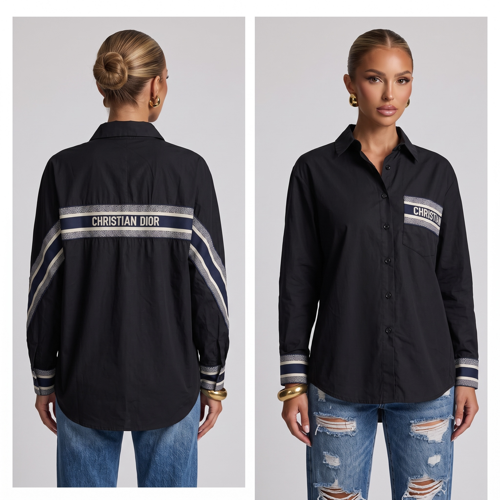 Dior Oblique Stripe Oversized Shirt one size