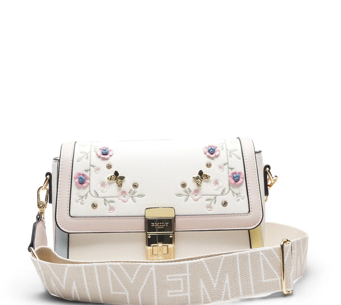 Emily Loran White Embellished Crossbody Bag 🤍👜✨
