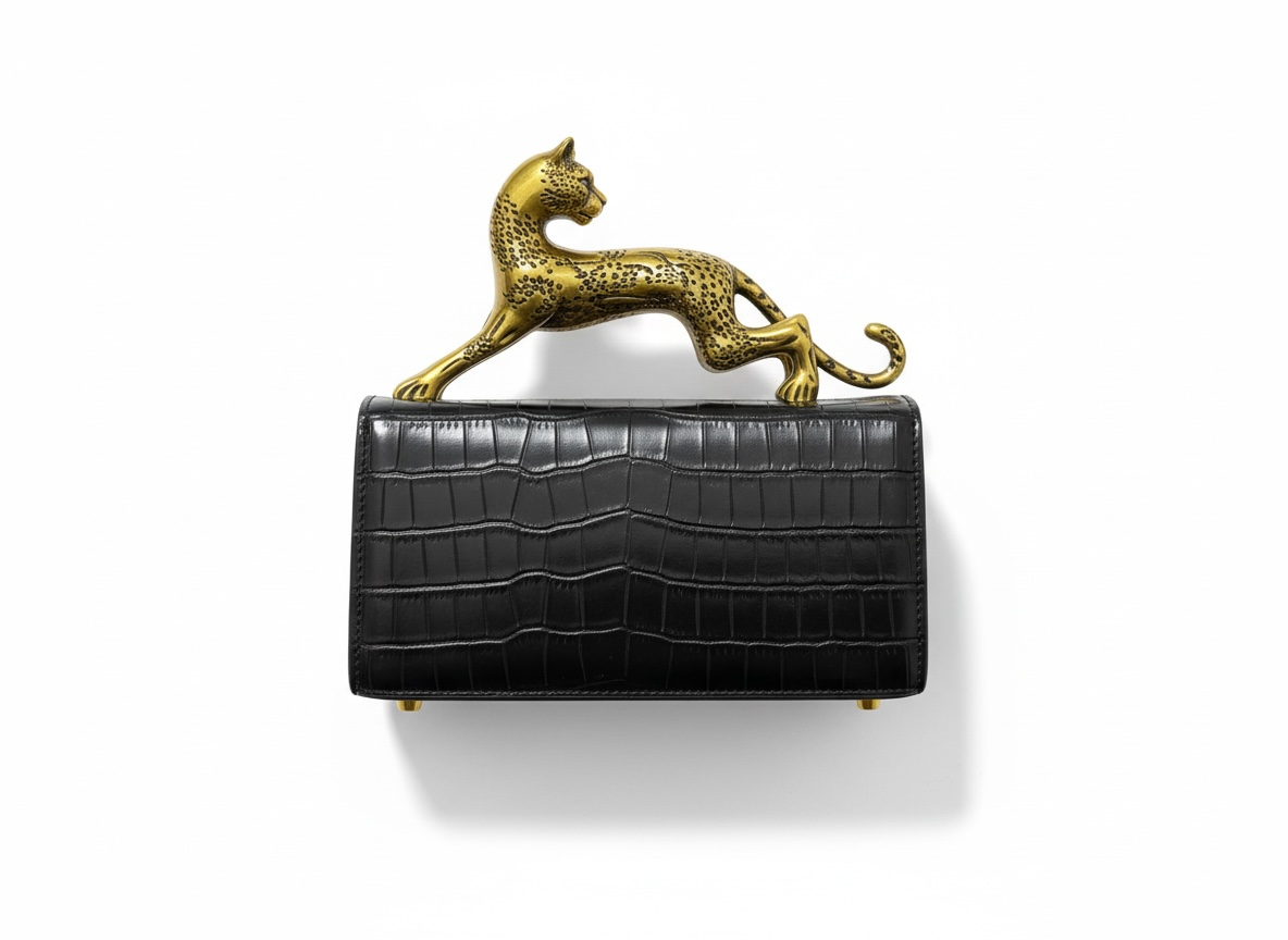 LANVIN Panther Top Handle Bag – Black Croc 🖤🐆 | Sculptural Luxury Statement