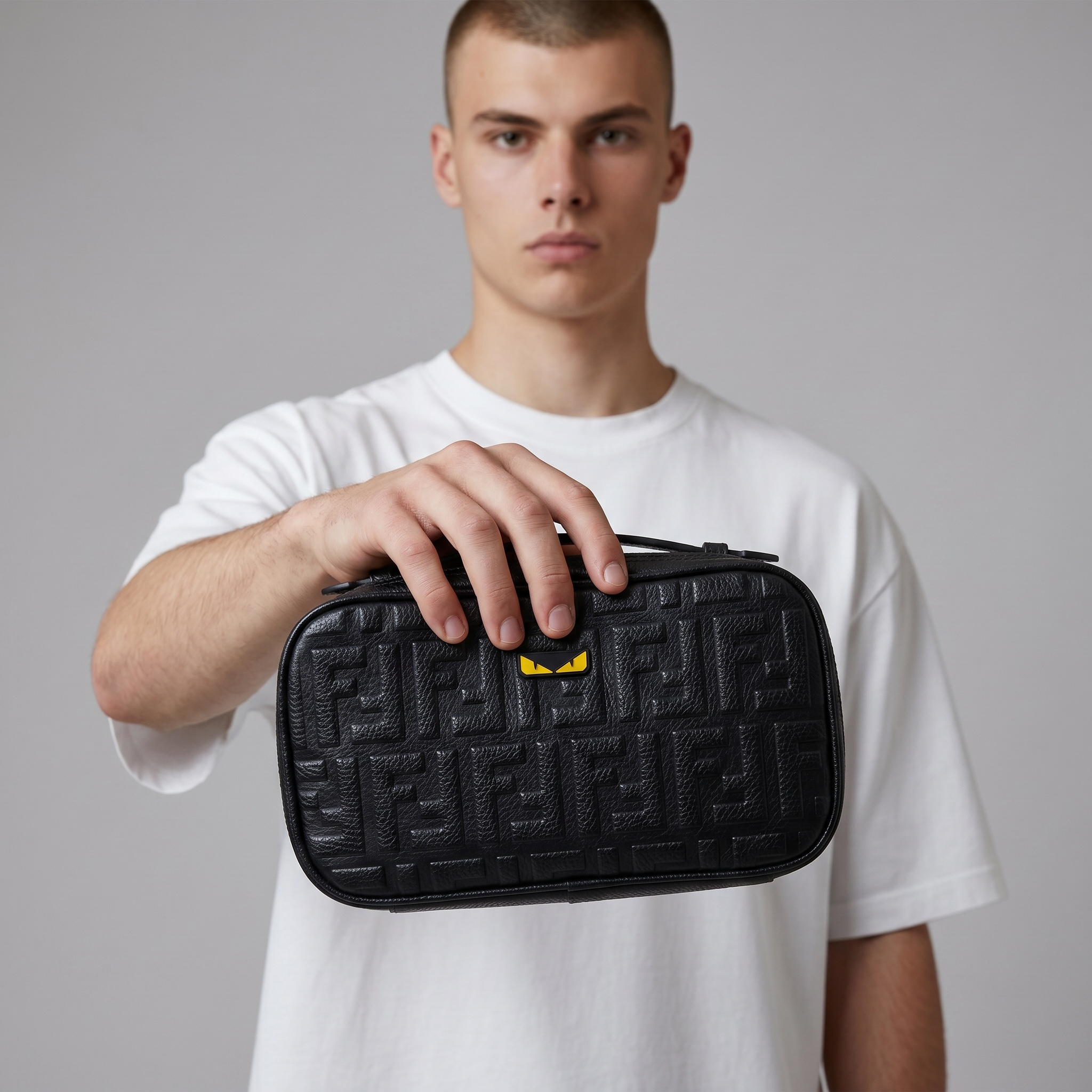 Fendi Black Embossed FF Monster Eyes Clutch 🖤👀✨💼🔥