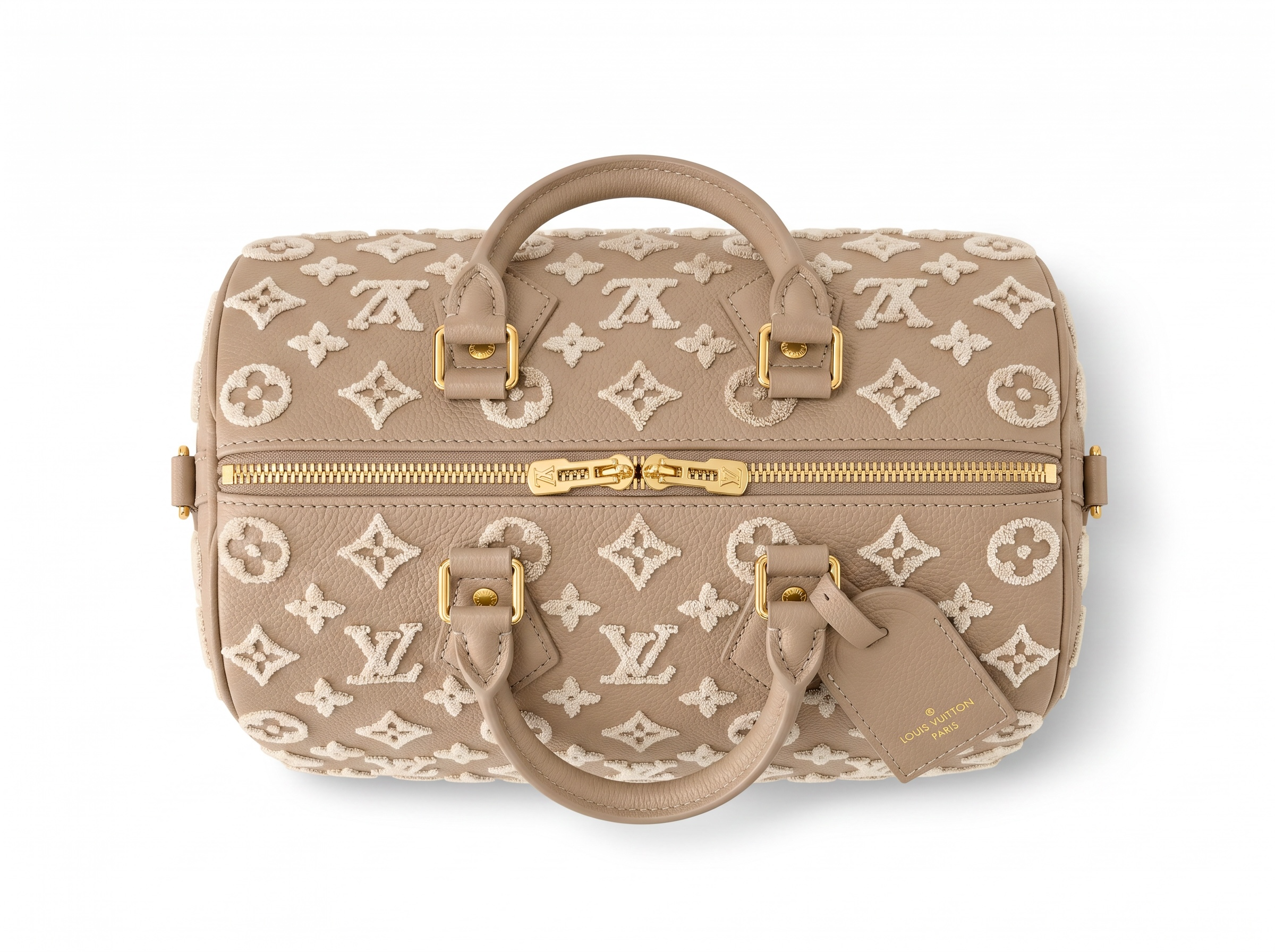 🤍 Louis Vuitton Monogram Empreinte Speedy Handbag – Beige