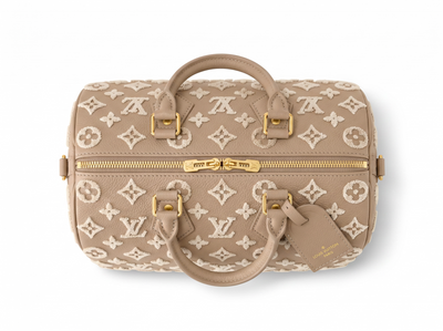 🤍 Louis Vuitton Monogram Empreinte Speedy Handbag – Beige