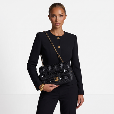 Chanel Black Camellia Statement Bag 🖤✨