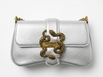 ✨ Just Cavalli Silver Serpent Lock Shoulder Bag ✨