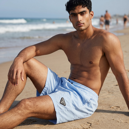 ❄️🌊 Prada-Inspired Ice Blue Luxury Swim Shorts – Premium Summer Collection ☀️🏖️