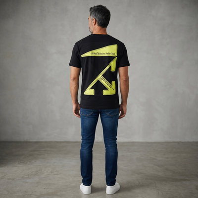 Off-White Black Arrow Back Print T-Shirt – Neon Graphic Streetwear ⚡
