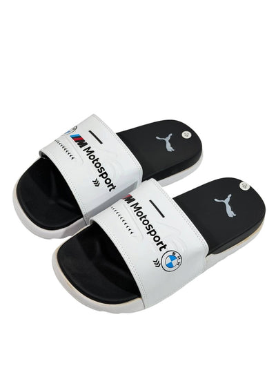 PUMA BMW M Motorsport Slide Sandals – White & Black Edition ⚪⚫🏁