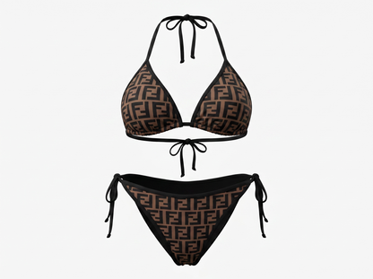Fendi FF Logo Triangle Bikini Set – Tobacco Brown 🤎🖤🏖️