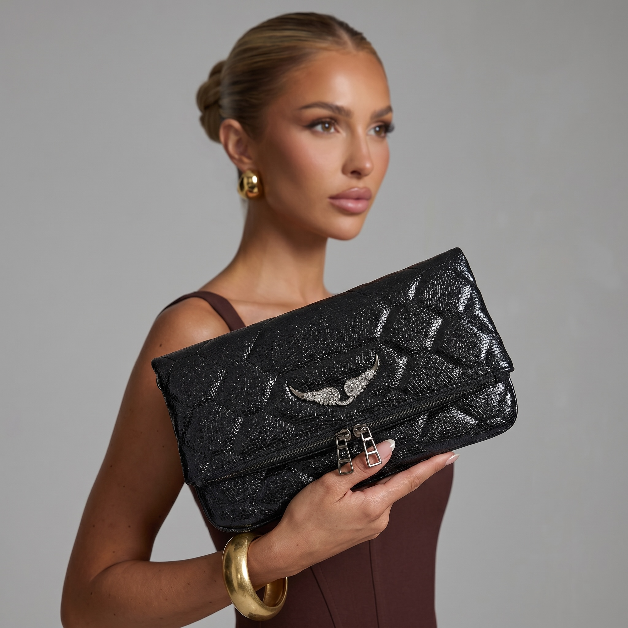 🖤 Zadig & Voltaire Rocky Quilted Foldover Clutch Bag ✨