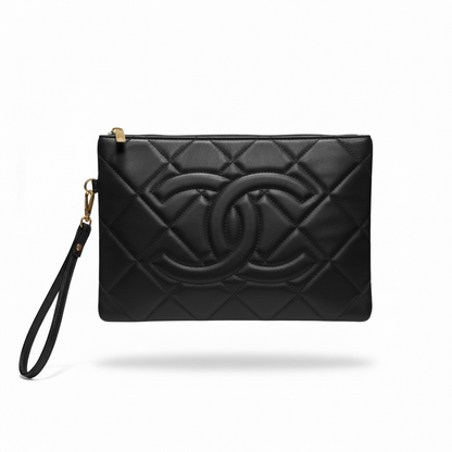 Chanel Oversized CC Quilted Wristlet – Classic Black 🖤✨