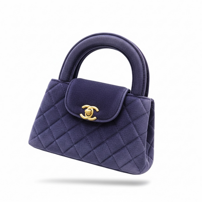 💜✨ Chanel Quilted Velvet Top-Handle Bag – Deep Purple ✨💜