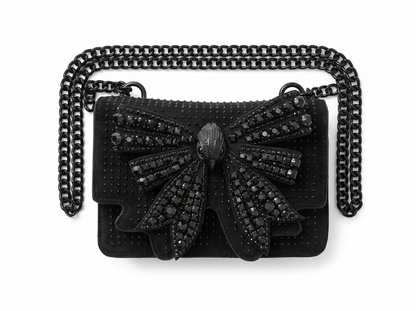 🖤 Kurt Geiger Kensington Crystal Bow Crossbody – All Black Edition 🖤